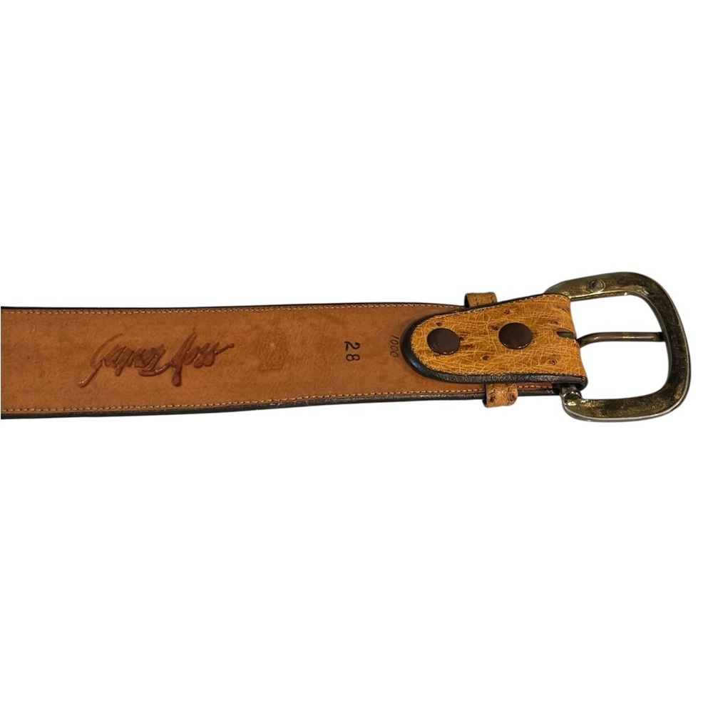 Ostrich Print Leather Belt - Picture 2 of 4